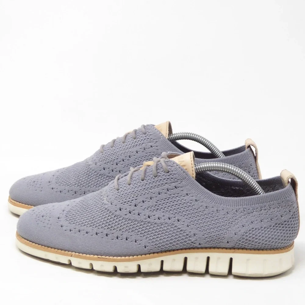 Cole Haan Mens Zerogrand Wingtip Oxford Shoes Gray Knit 9.5M